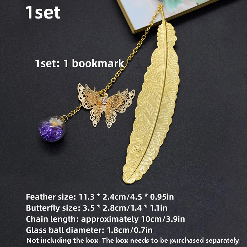 Dried Flower Bookmark - 1 adet Çin Tarzı Metal Tüy