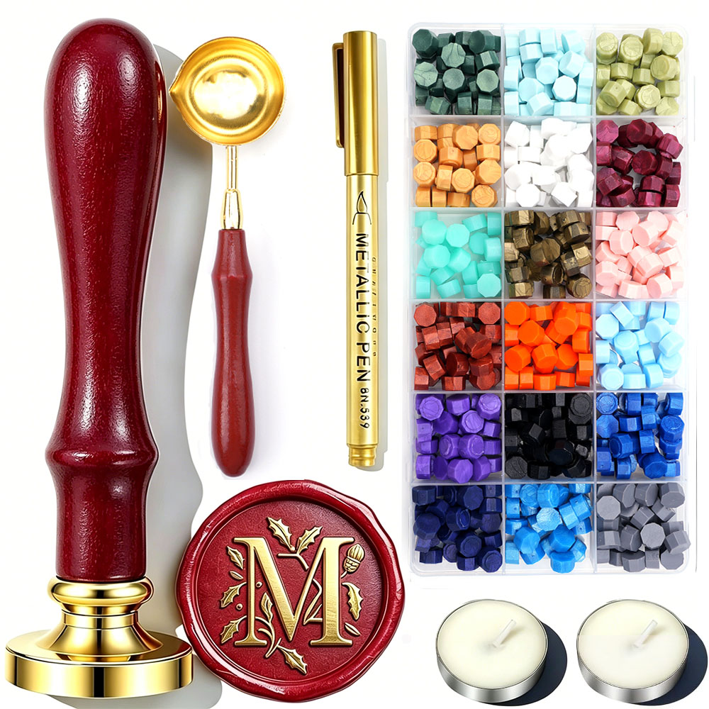 M Harfi Mum Mühür Seti, 18 Ren - Wax Seal Letter Kit incelemesi ve fiyatı