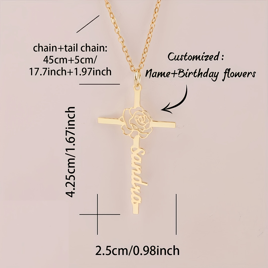 Kişiye Özel Doğum Çiçeği Haçlı - Birth Flower Necklace incelemesi ve fiyatı